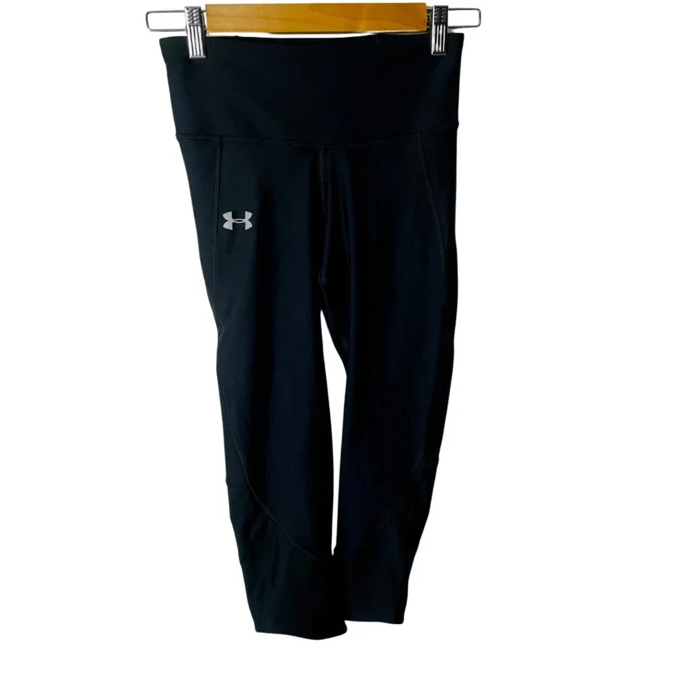 Under Armour Size Small Black Compression Leggings Elastic Waist Drawstring - Picture 1 of 9